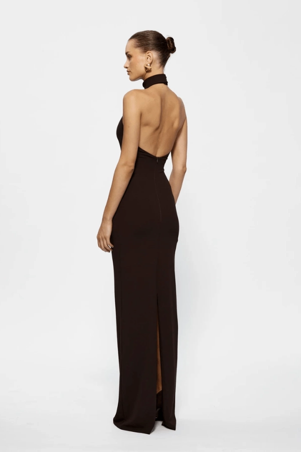 Rhi Gown Coffee Printed-Fabric