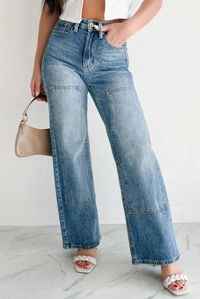 Rhodes High Rise Wide Leg Special A Jeans (Medium Dark) Outfit Staple Moisture Wicking Technology