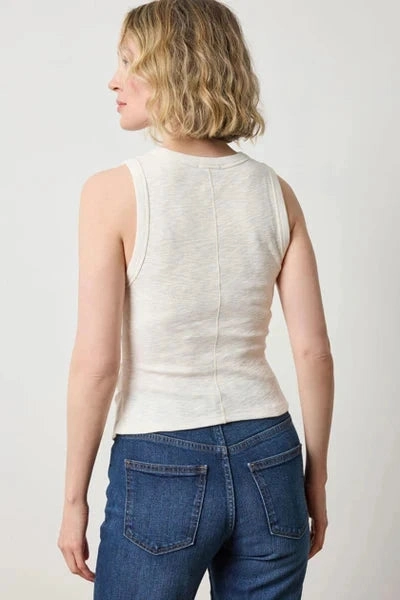 Rib Slub Side Pleat Tank Talc StaticResistant Material Basic Long Sleeve