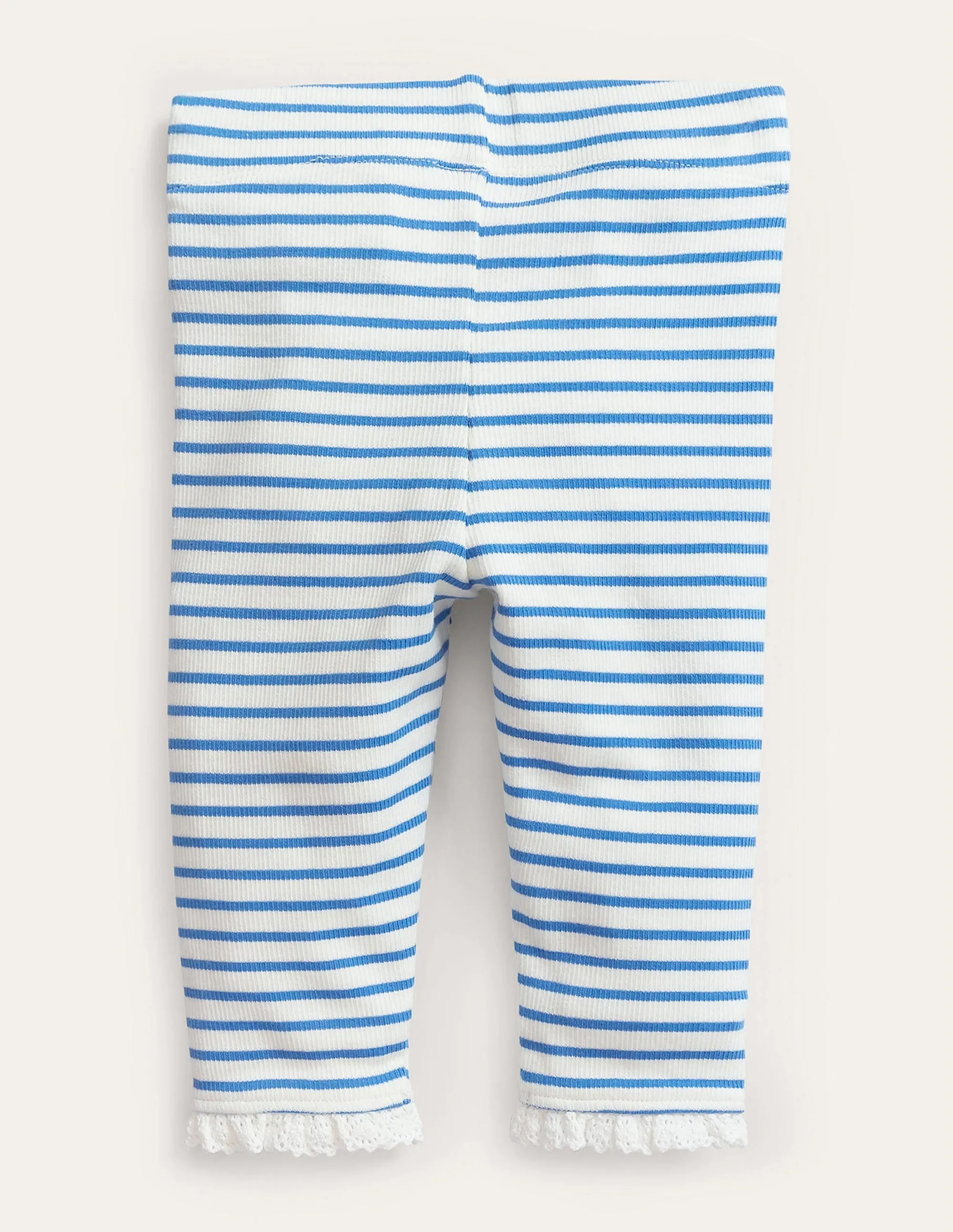 Ribbed Lace Leggings-Ivory/Penzance Blue