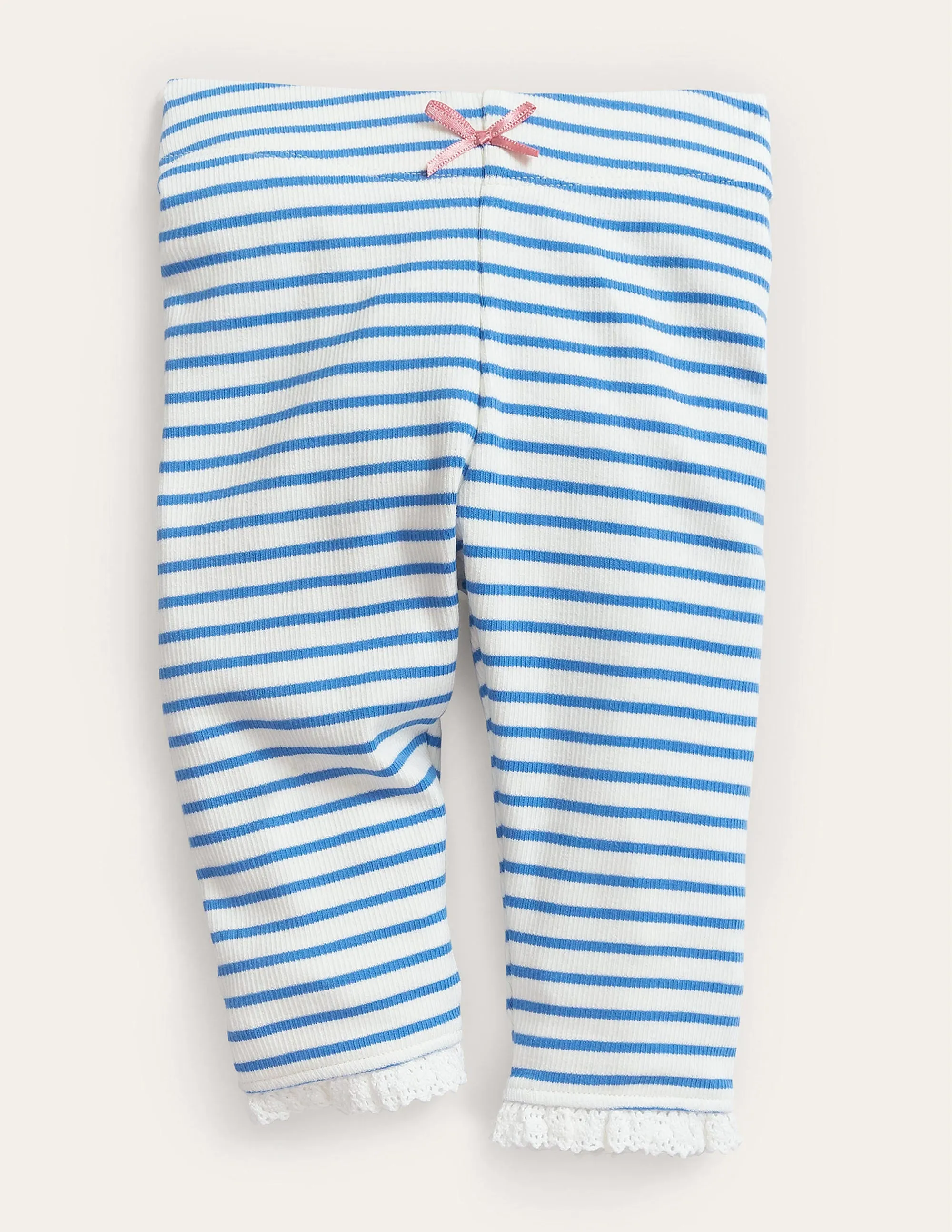 Ribbed Lace Leggings-Ivory/Penzance Blue