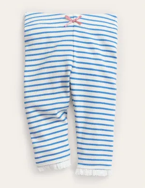 Ribbed Lace Leggings-Ivory/Penzance Blue