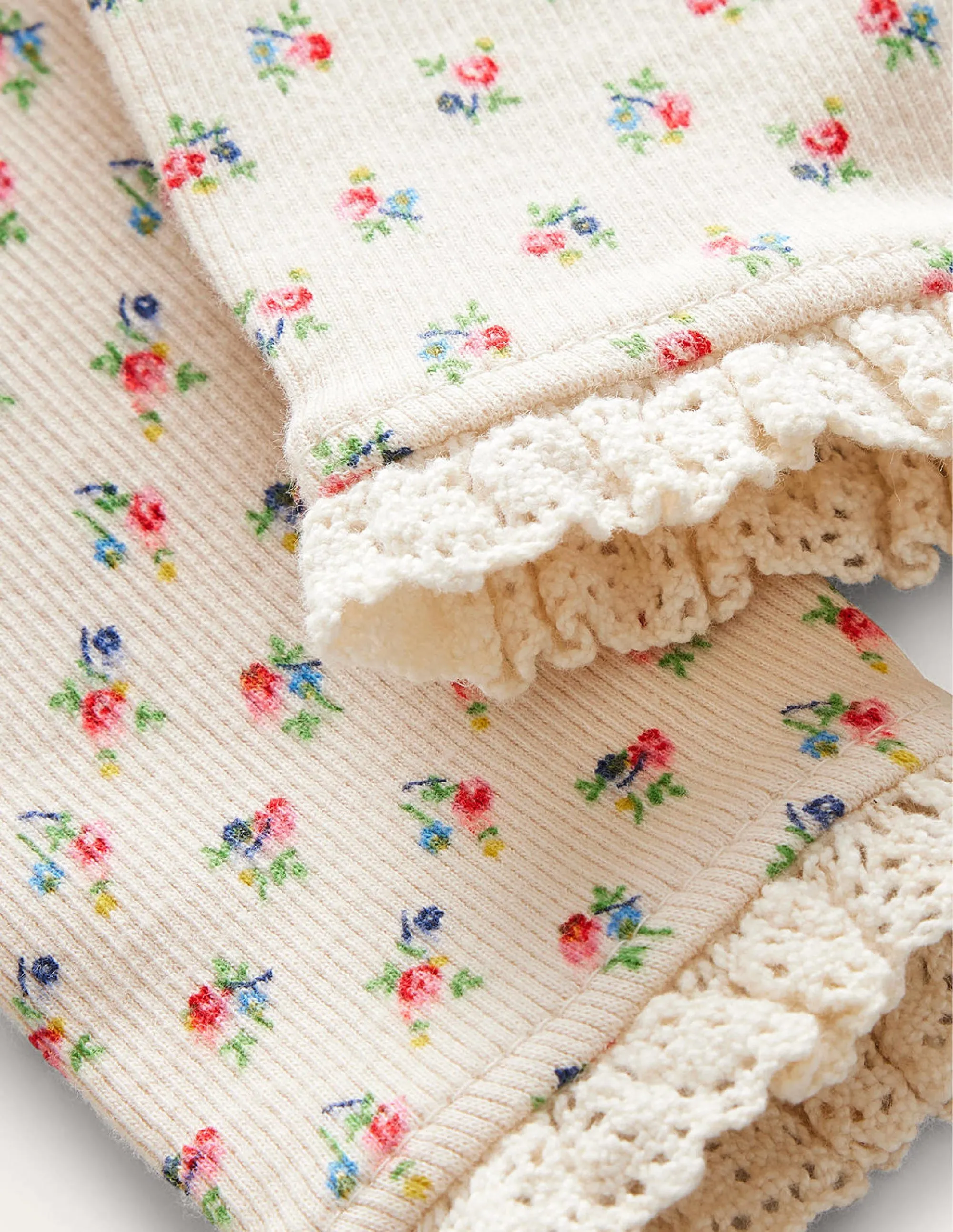 Ribbed Lace Leggings-Vanilla Pod Micro Bud