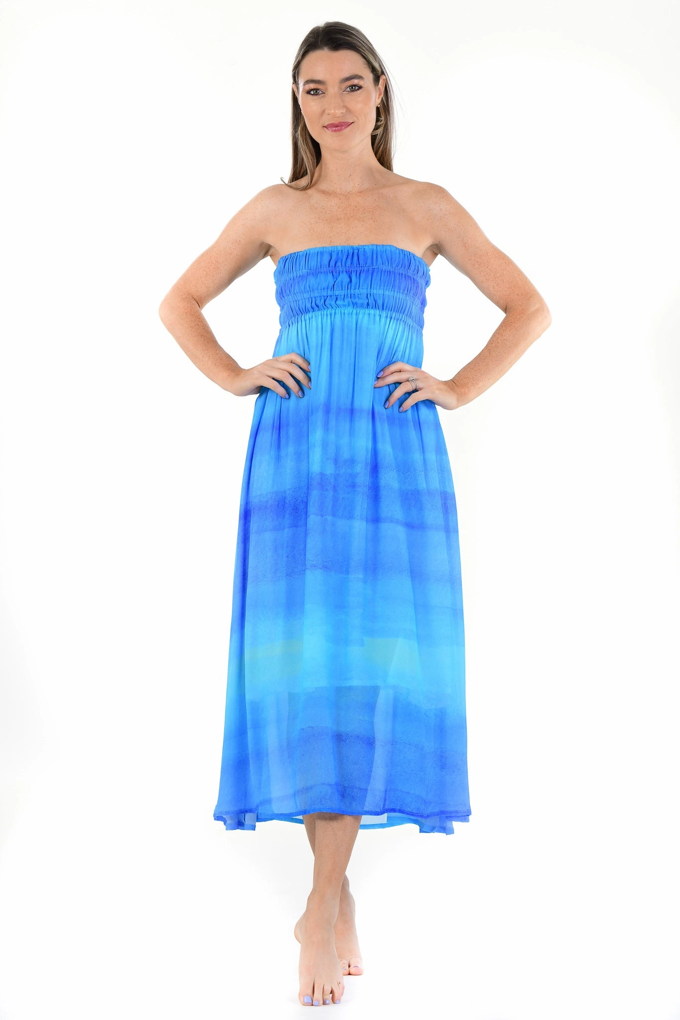 Rio Dress / Blue Watercolor Smart Wear