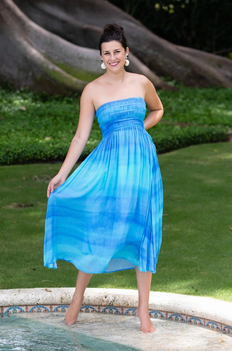 Rio Dress / Blue Watercolor Casual Layers Simplistic Mood