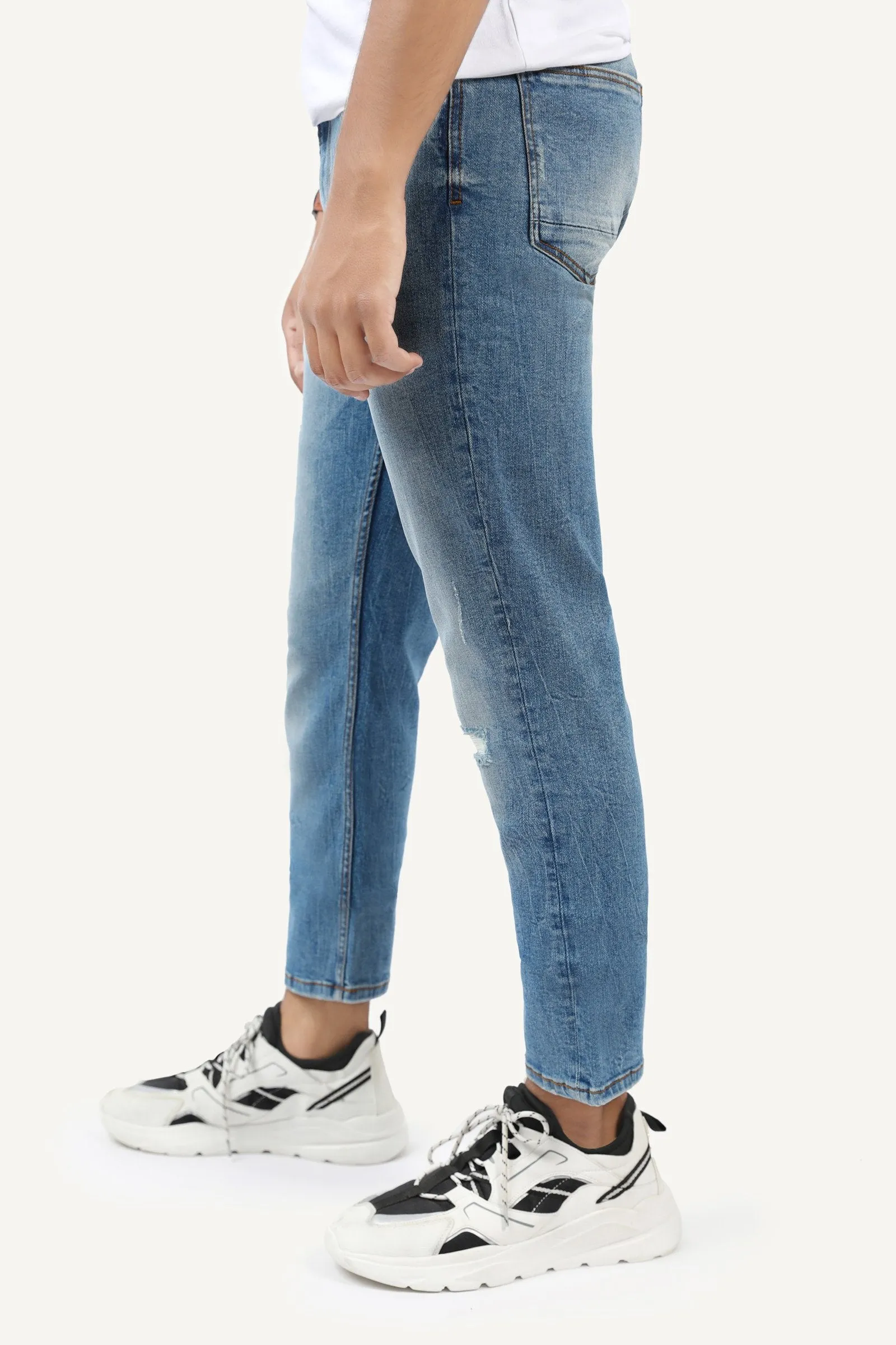 Ripped Denim Slim Fit Jeans