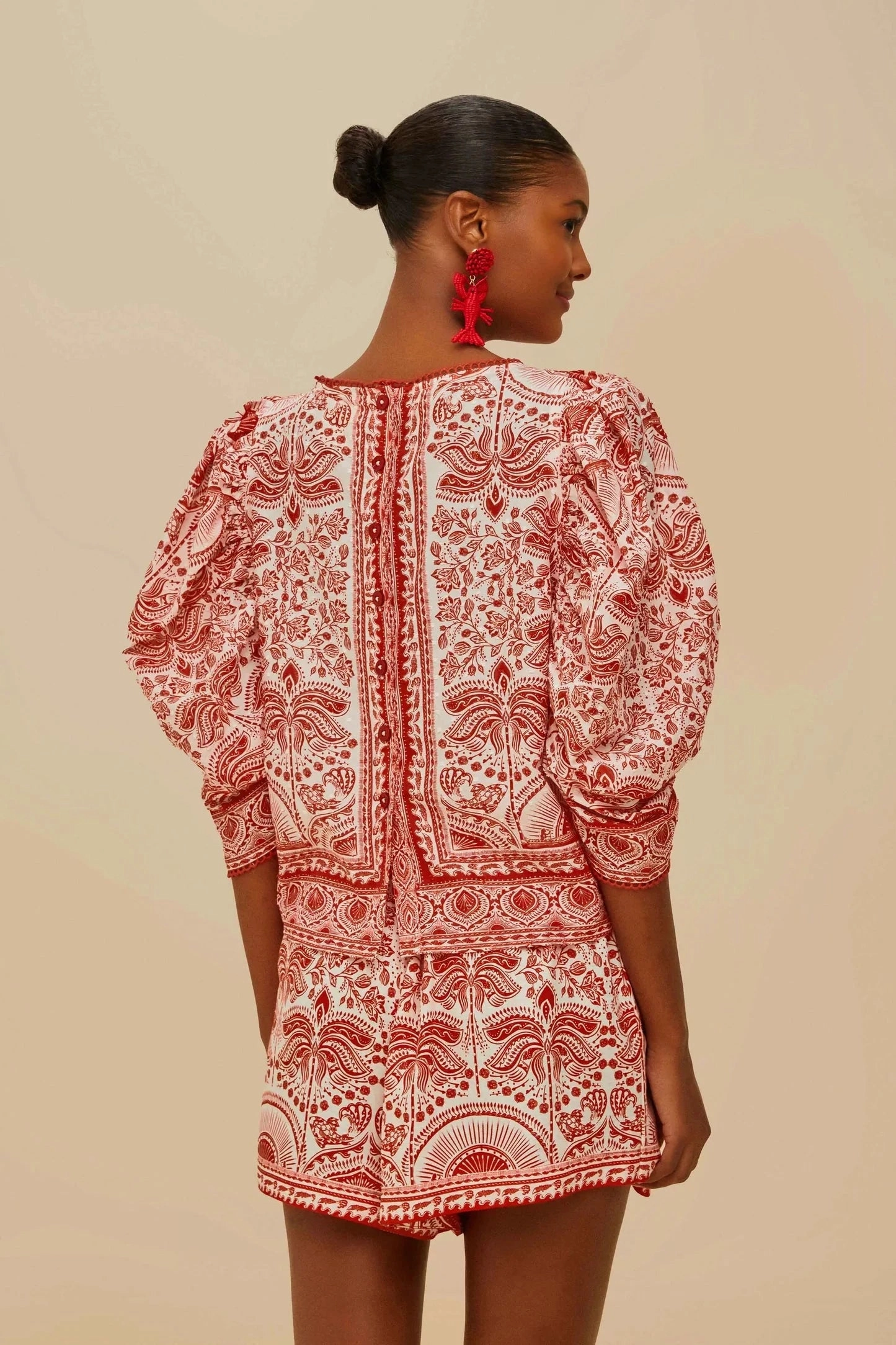 Hidden Zipper Closure River Ride Blouse Red