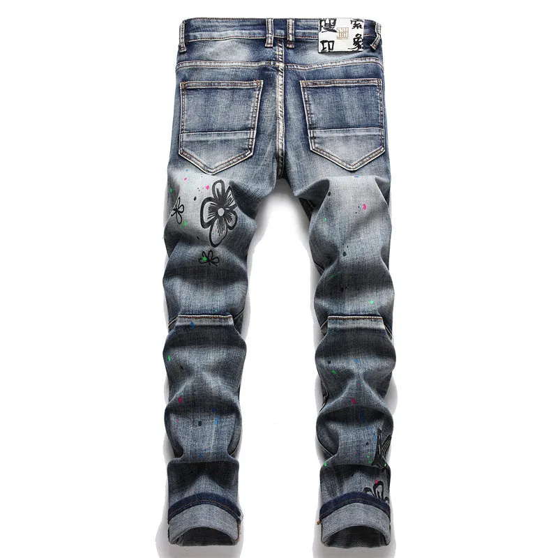 Rivets Bold Letter Slim Fit Jeans
