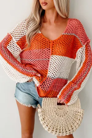 Roam Ready Colorblock Crochet Top (Mango) AntiStaticInnerLining TemperatureRegulating