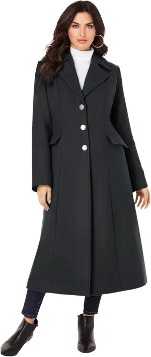 Roaman's Women's Plus Size Long Wool Blend Coat