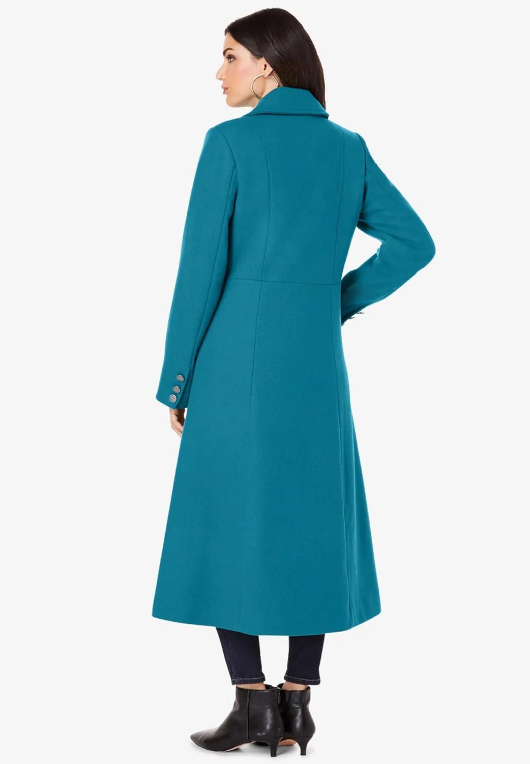 Roaman's Women's Plus Size Long Wool Blend Coat