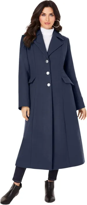 Roaman's Women's Plus Size Long Wool Blend Coat