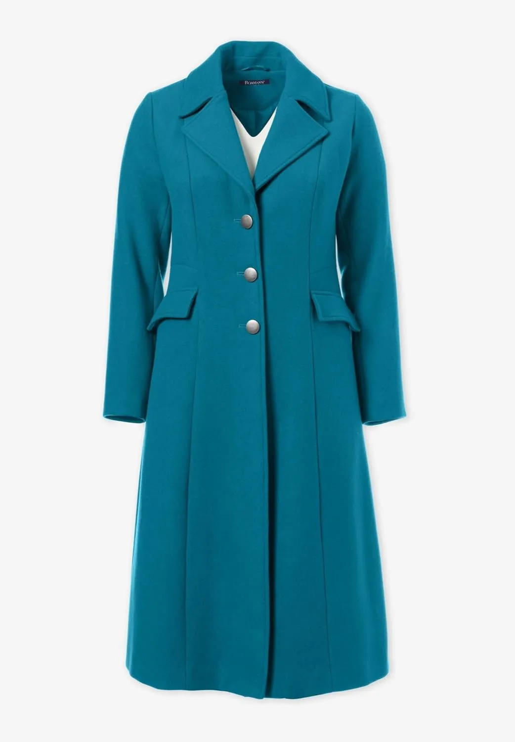 Roaman's Women's Plus Size Long Wool Blend Coat
