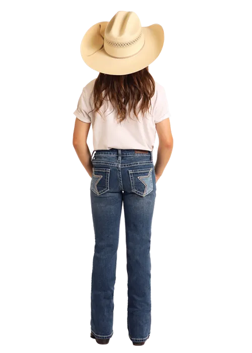 Rock & Roll Girl's Embroidered Star Bootcut Jean