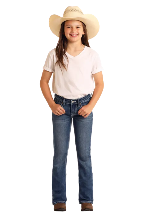 Rock & Roll Girl's Embroidered Star Bootcut Jean