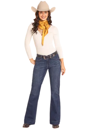 Rock & Roll Women's Mid Rise Diamond Loop Trouser Jean