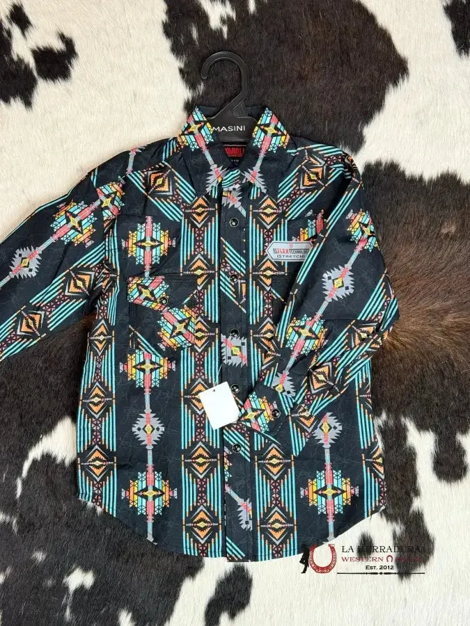 ROCK&ROLL BOYS BRIGHT TURQUOISE RRCB BLACK LONG SLEEVE SNAP