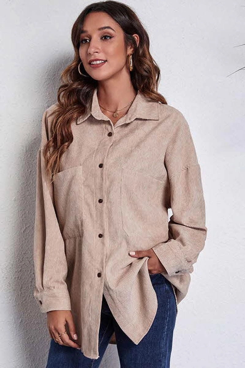STITCHING POCKETS CORDUROY SHIRT ZeroWastePattern