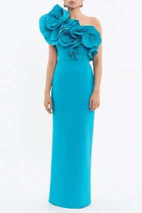 Smooth Surface Soft Lines Ella Gown Blue