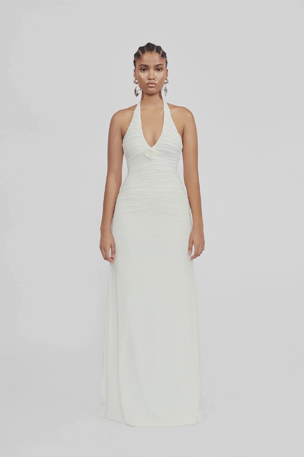 Geometric-pattern Silky Finish Roman Off White