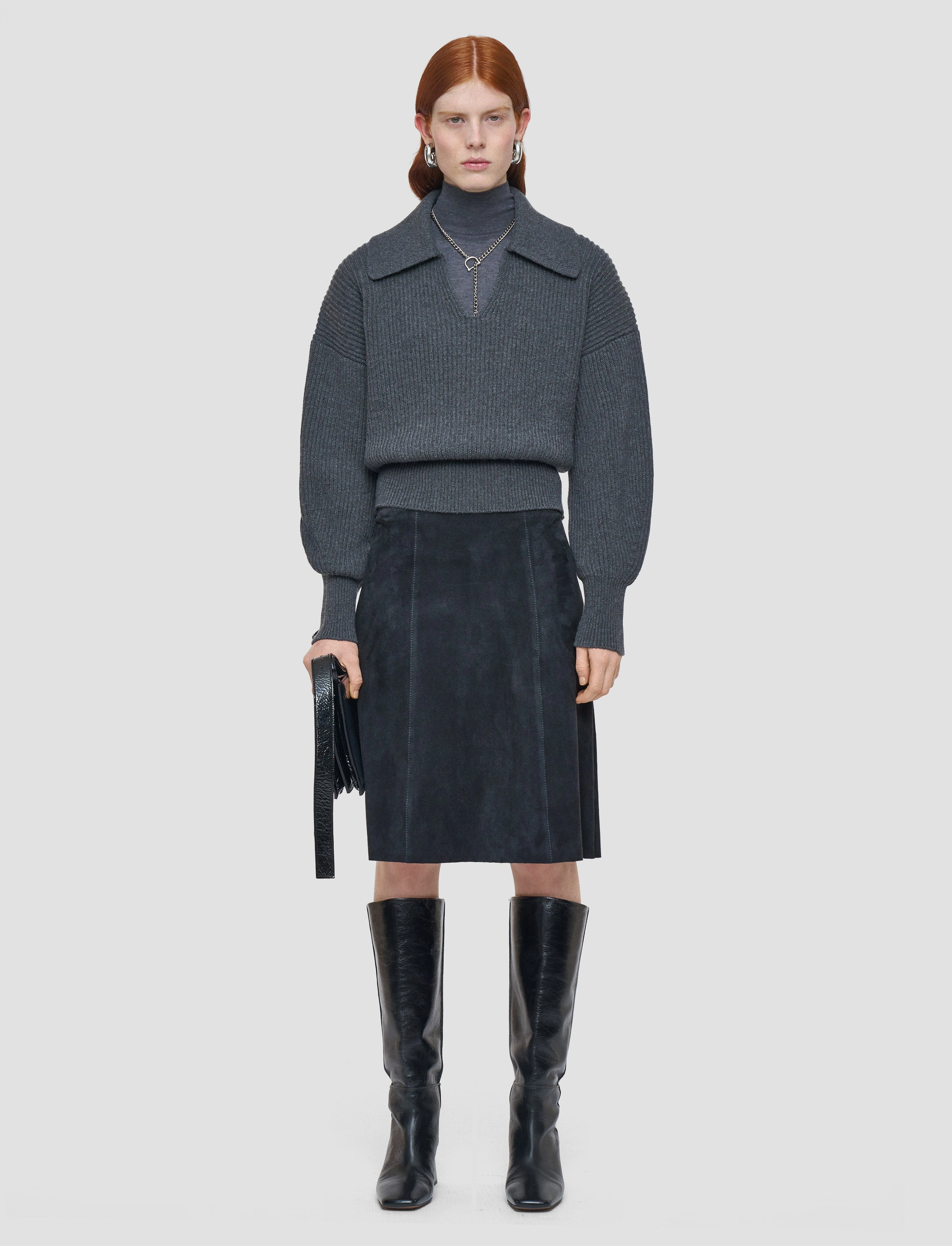 Roll Up Fasten Nicole Suede Stretch Skirt