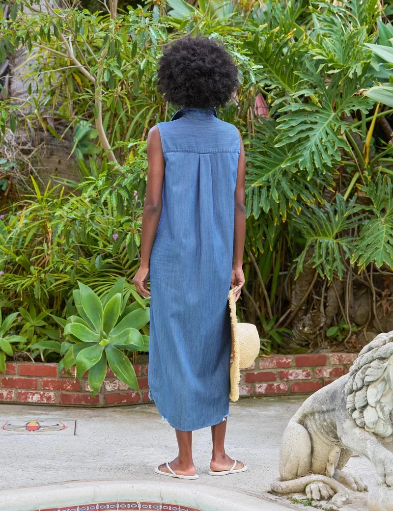 Light Comfort Grace Glow Rory Maxi Sleeveless Shirtdress Vintage Stonewashed Indigo