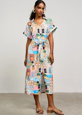 Grace Walk ROSA PRINTED BUTTON FRONT MIDI DRESS