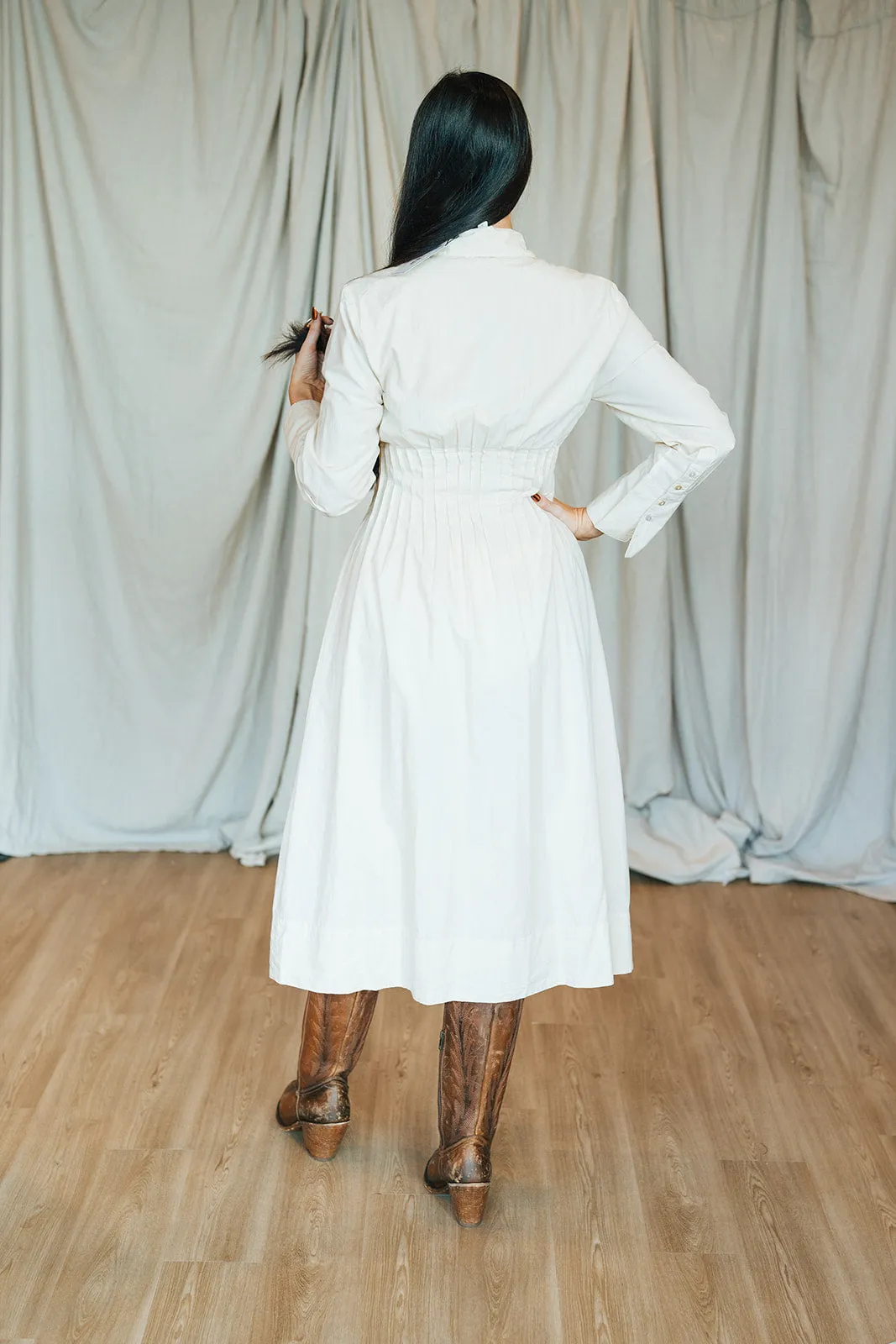 Rosabella Midi Dress in Vintage Ivory