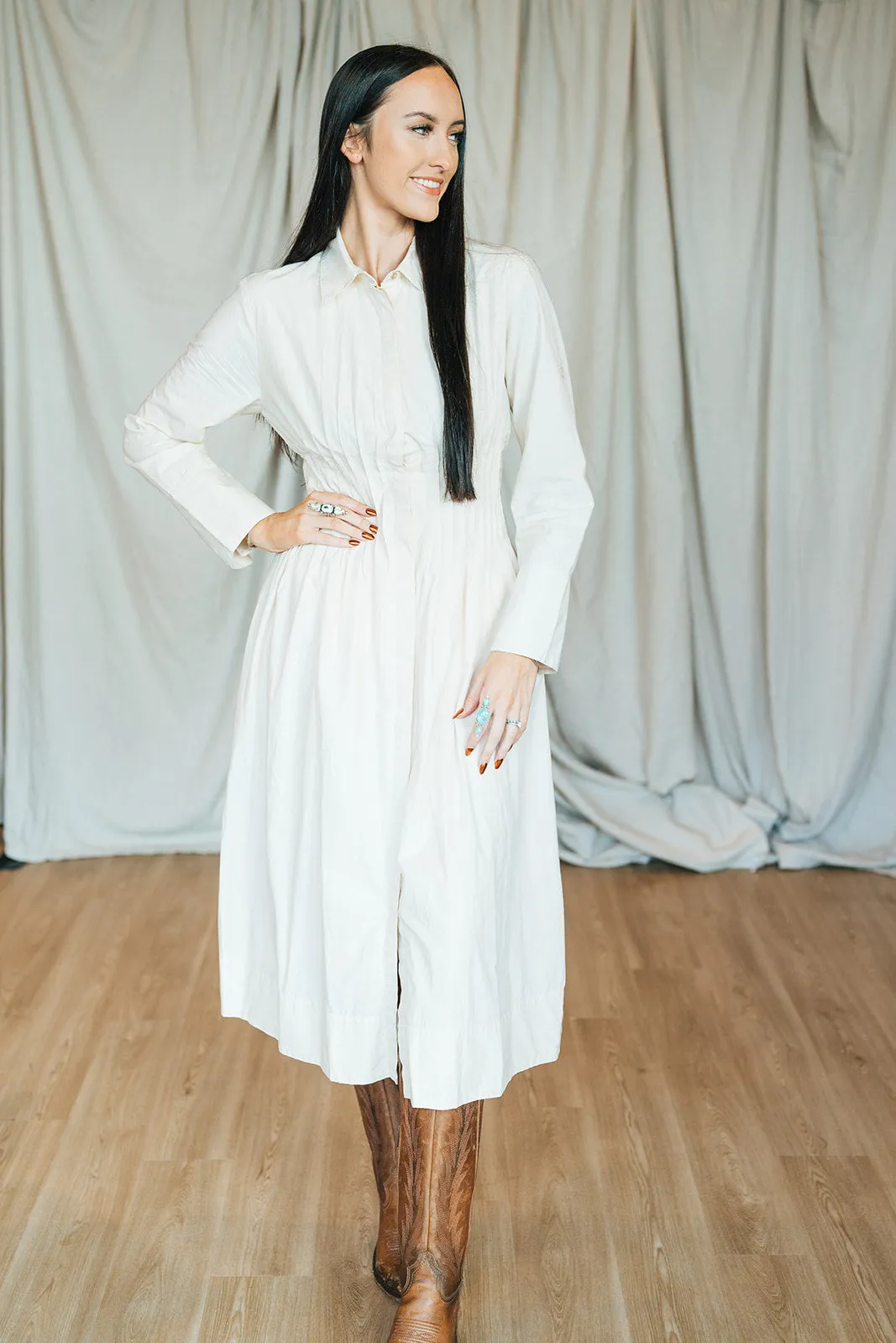 Rosabella Midi Dress in Vintage Ivory