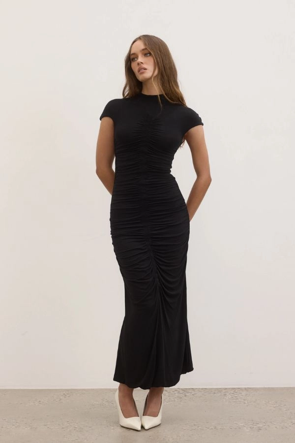 Rosalie Midi Dress Shadow Subtle Charm Versatile Style