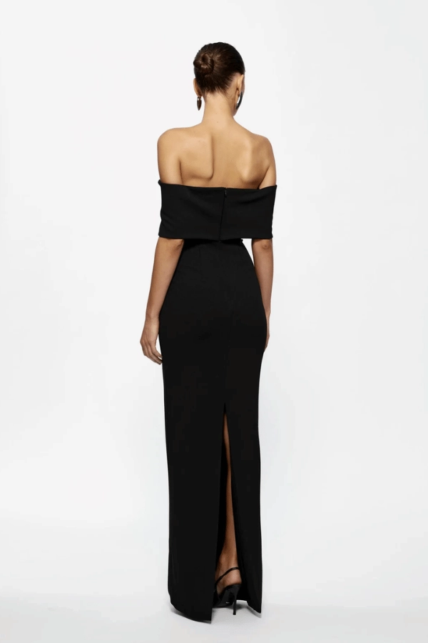 Rosalind Gown Black Tulle Air Puff-Sleeve