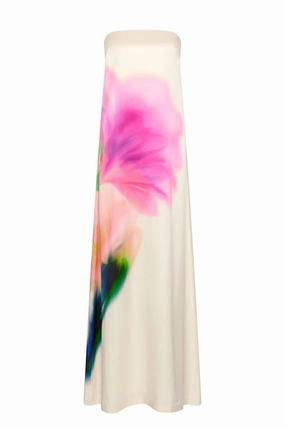 Dahlia Blossom Maxi Dress Elastic-Waist Daywear Comfort