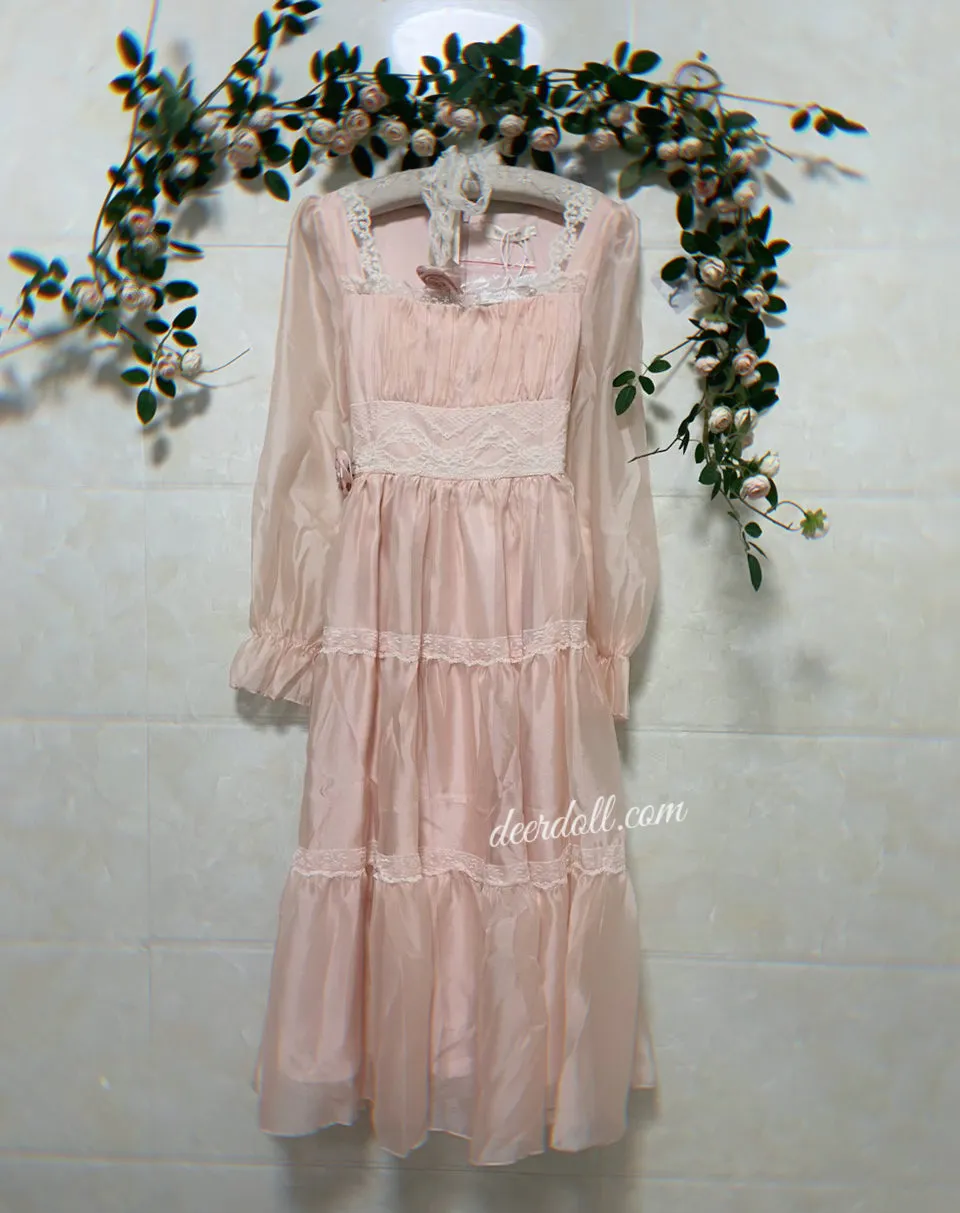 Rosepetal River Fairycore Princess Dress with Choker Necklace