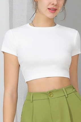 OdorResistant ROUND CREW NECK SHORT SLEEVE CROP TOP