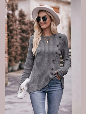 ROUND NECK BUTTON FITTING CORDUROY PULLOVER ThermalRegulating