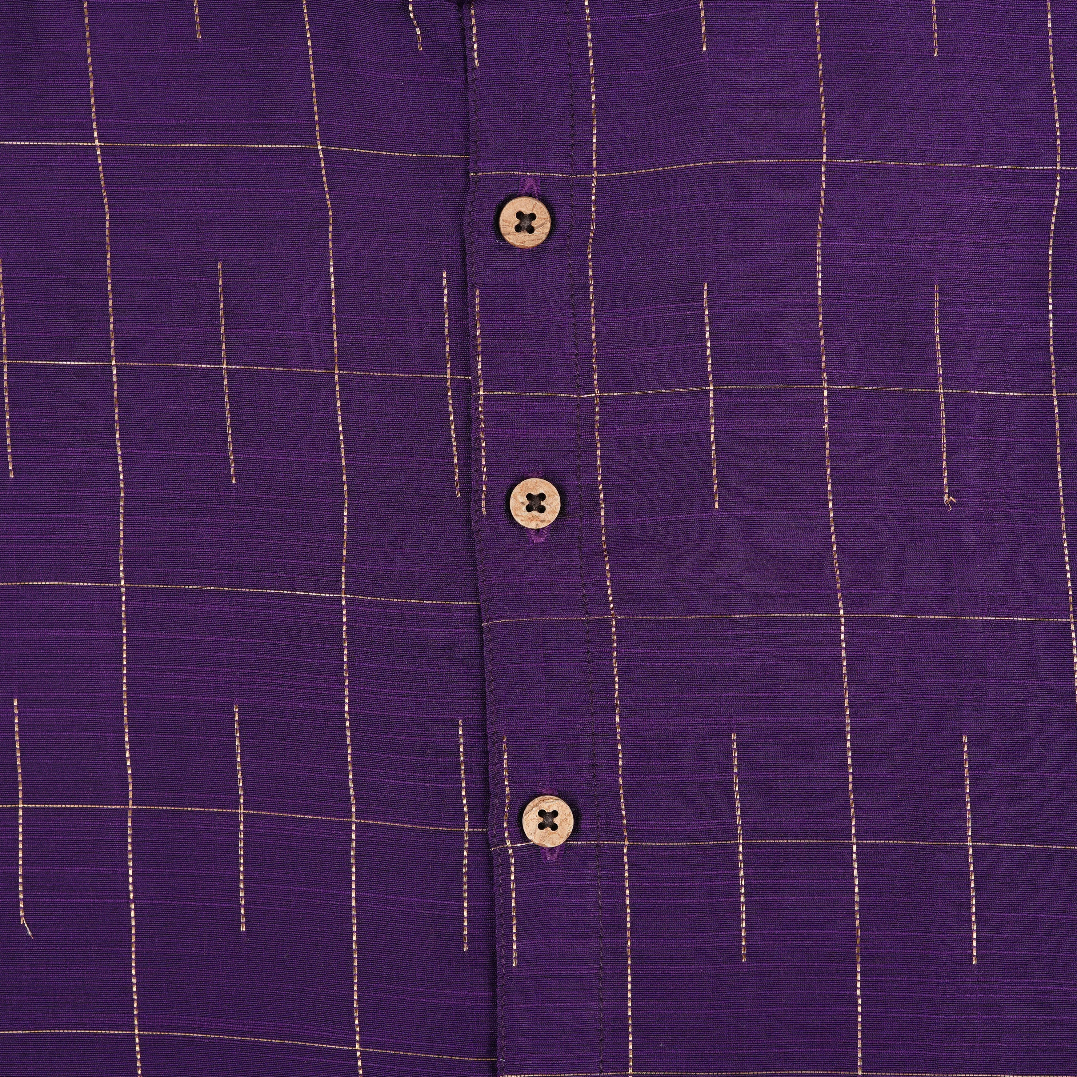 Royal Purple Checkered Boys Casual Shirt with Dhoti
