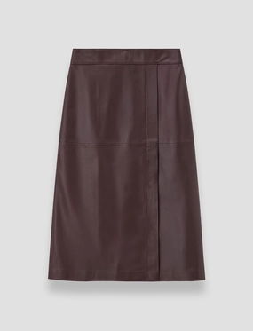 Corduroy texture Soft Layers S??vres Nappa Leather Skirt