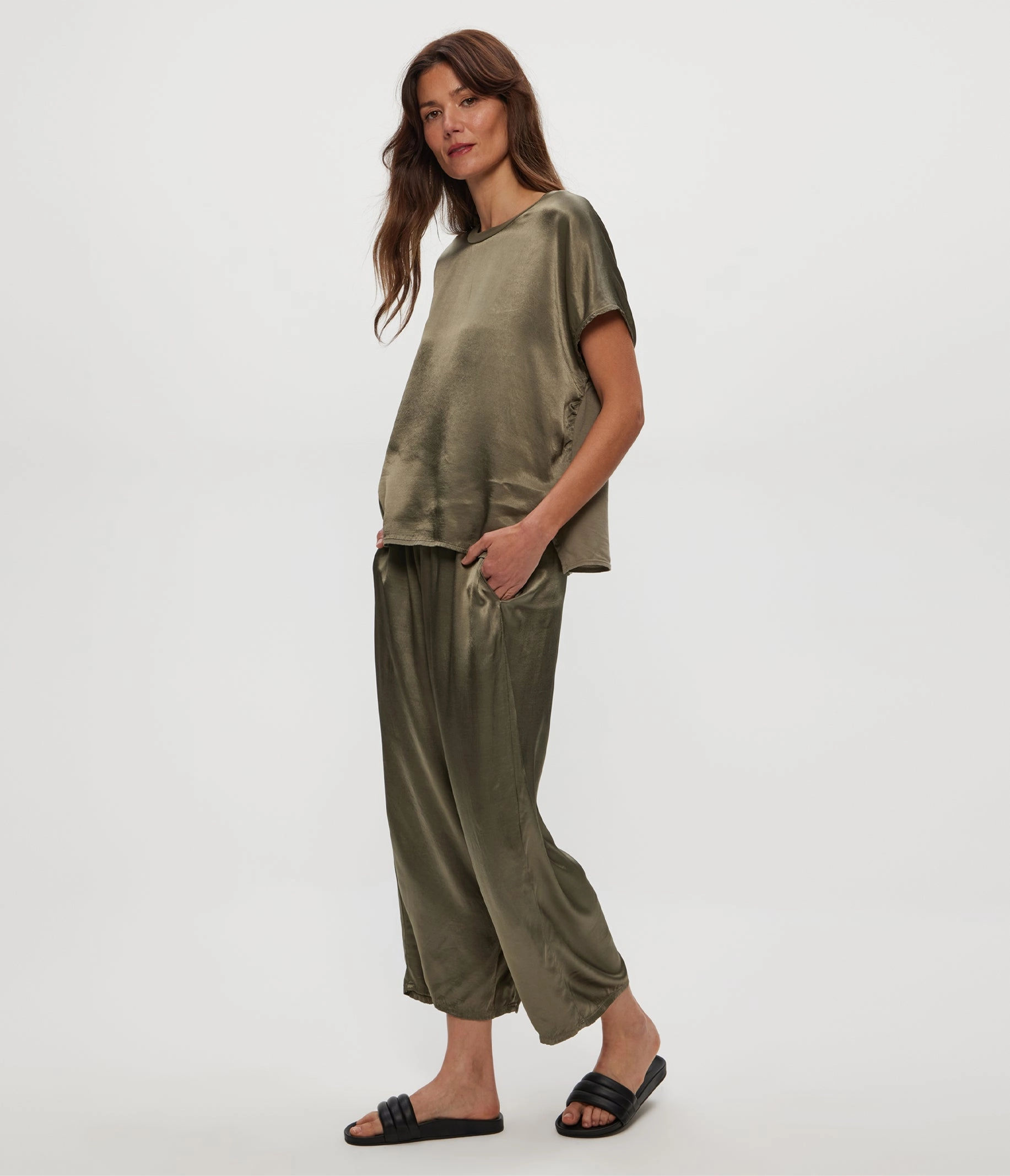 Indoor Comfort SACHA CROPPED SATIN PANT