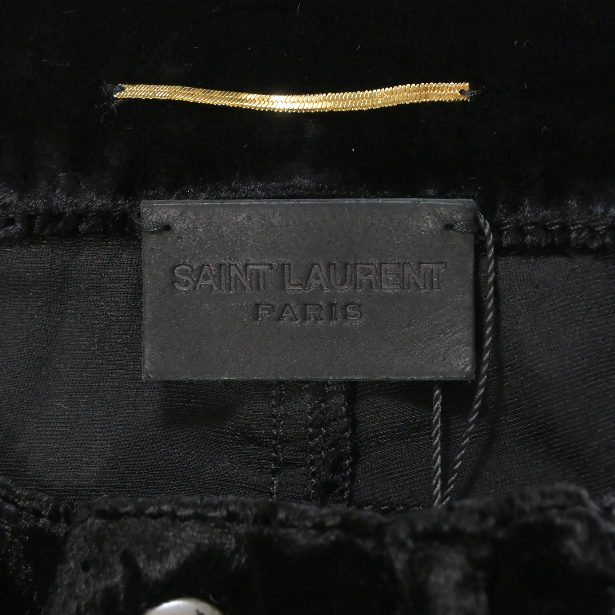 Saint Laurent Velvet-Effect Slim-Cut Trousers in Black Cupro