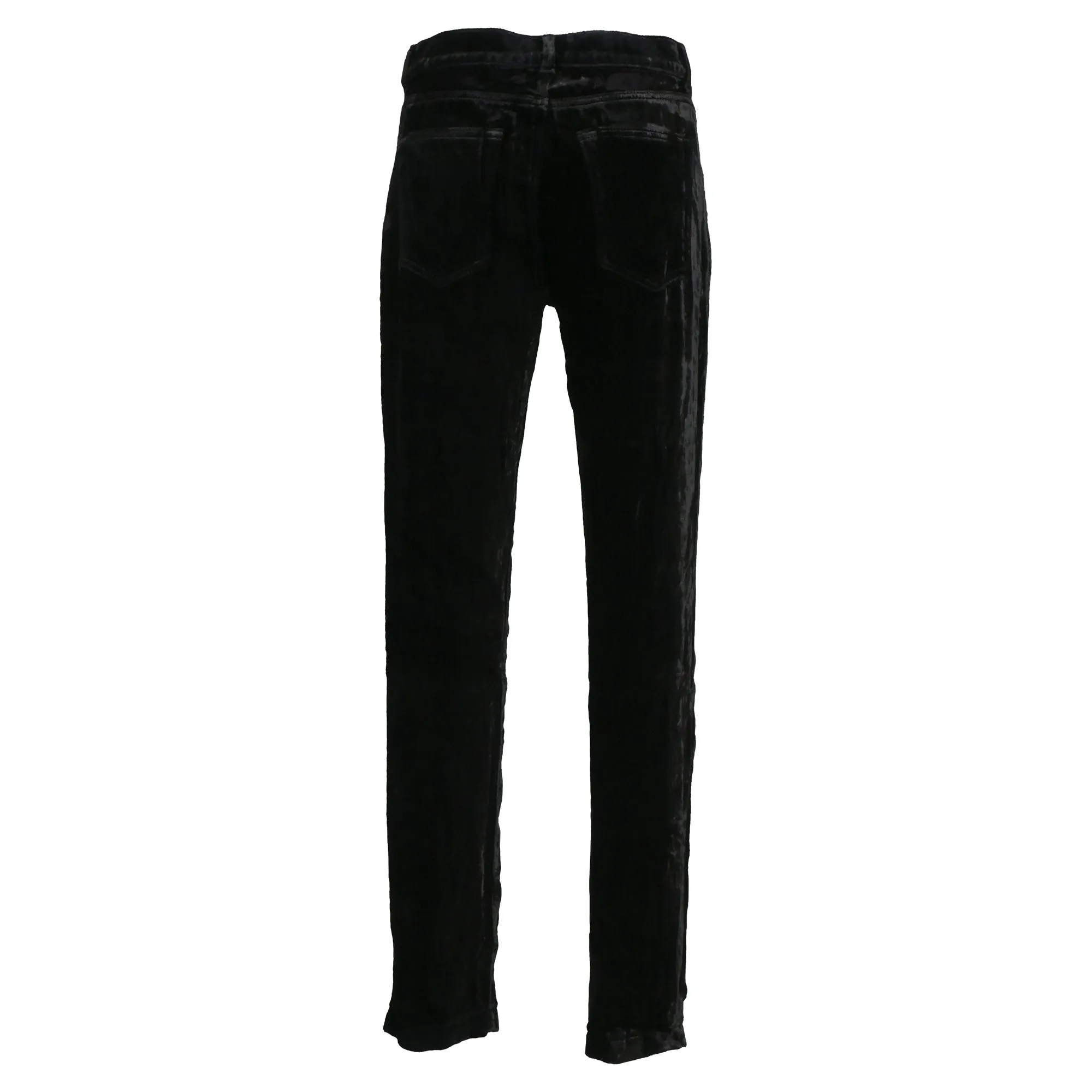 Saint Laurent Velvet-Effect Slim-Cut Trousers in Black Cupro