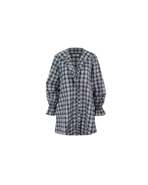 SANDLER LONG SLEEVE MINI DRESS BLUE TARTAN