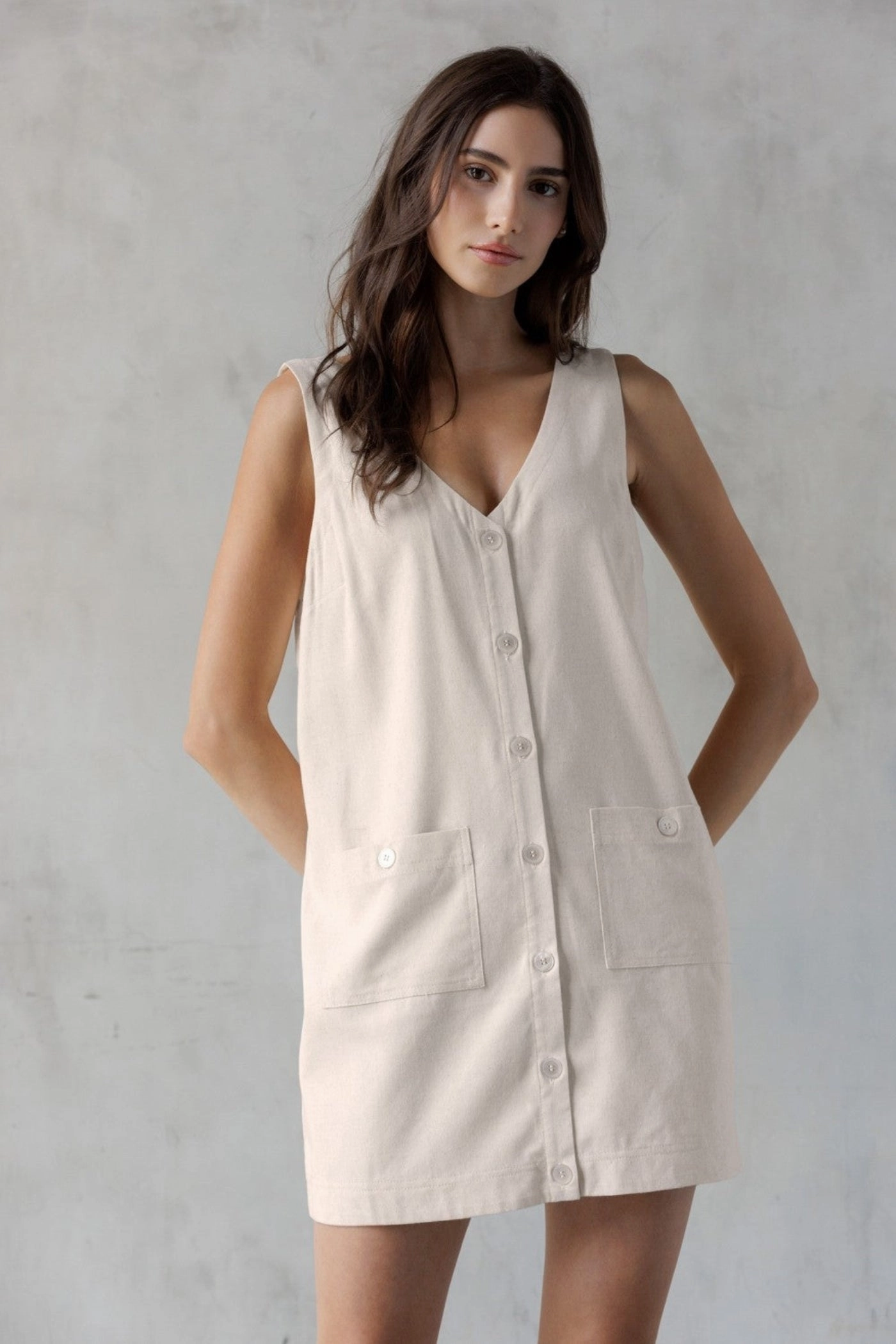 Vibrant Aesthetic SANDY BUTTON FRONT UTILITY MINI DRESS