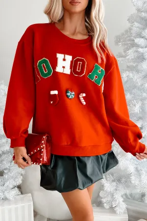 DoubleStitched Construction Santa's Calling Holiday Sweatshirt (Red)