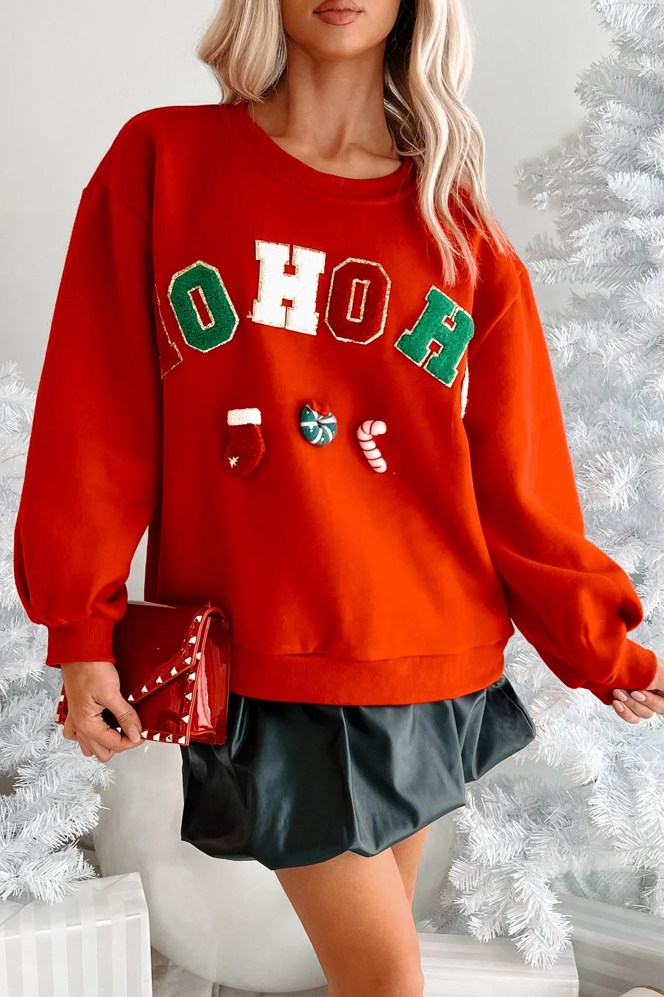 Santa's Calling Holiday Sweatshirt (Red) Natural Fiber Blend