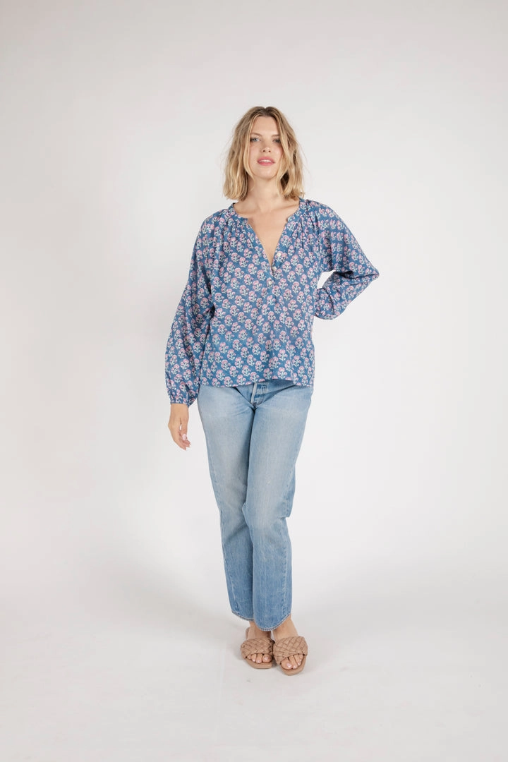 SANVI HALF BUTTON DOWN Double Stitched Hem EcoDyeProcess