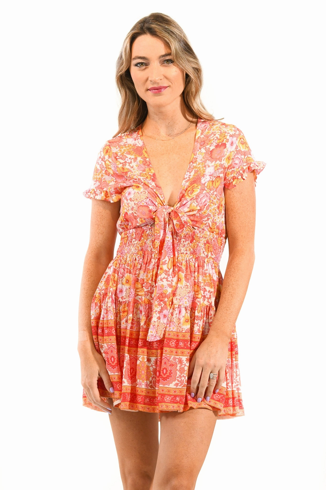 Sarah Dress / Tangerine Floral Soft Harmony Breathable Wearable