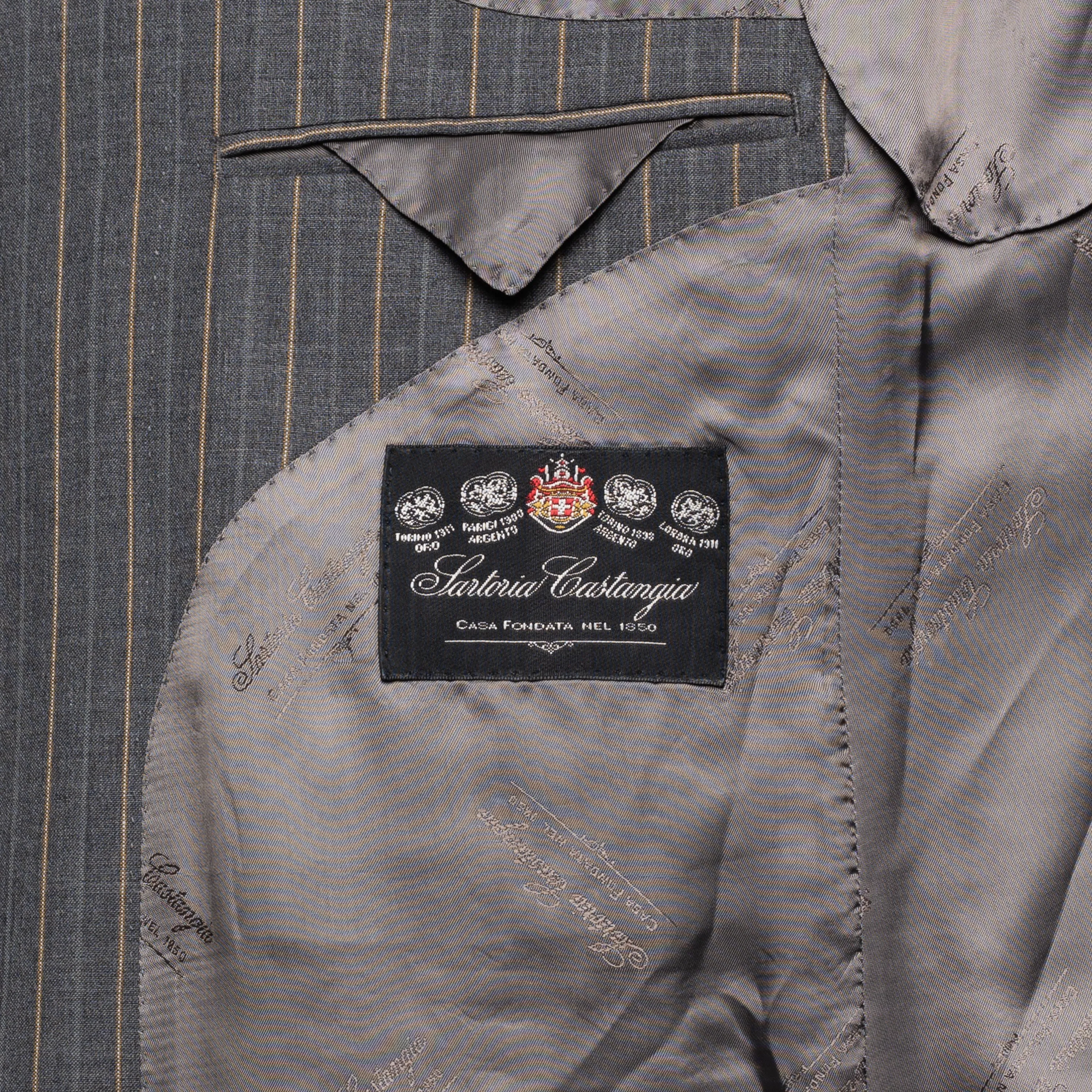 SARTORIA CASTANGIA Gray Striped Wool Business Suit EU 52 NEW US 42
