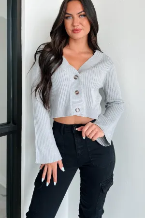 Saskia Button Down Sweater Top (Light Grey) AntiStaticTreatment
