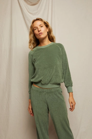 Sheer Overlay Material Variable Tension Adjustment SAYLOR LOOP TERRY SWEATSHIRT