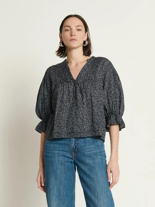 Eco Friendly Fabric Weighted Hem Trim SCARLET PINTUCK BLOUSE